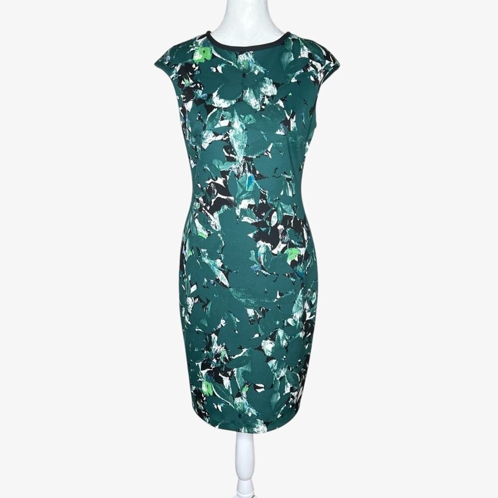 Maggy London Womens Print Stretch Knit Dress Size 4 Abstract Floral Print